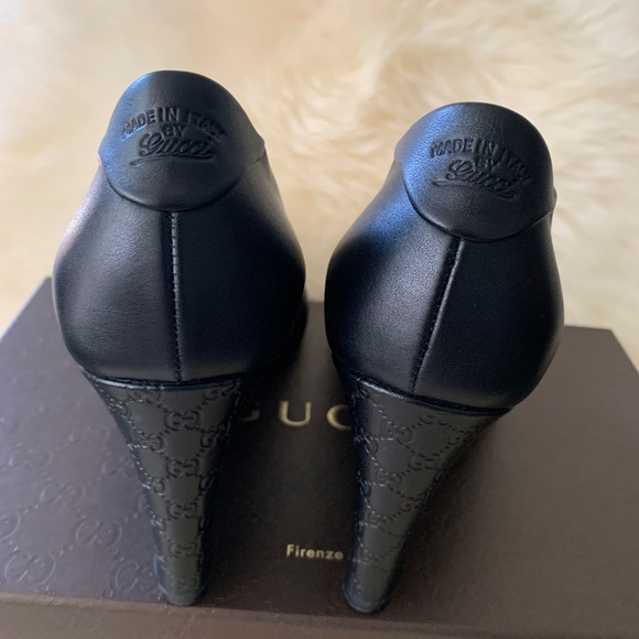 Gucci Wedge shoes in black leather in size 37 - Picture 5 of 12